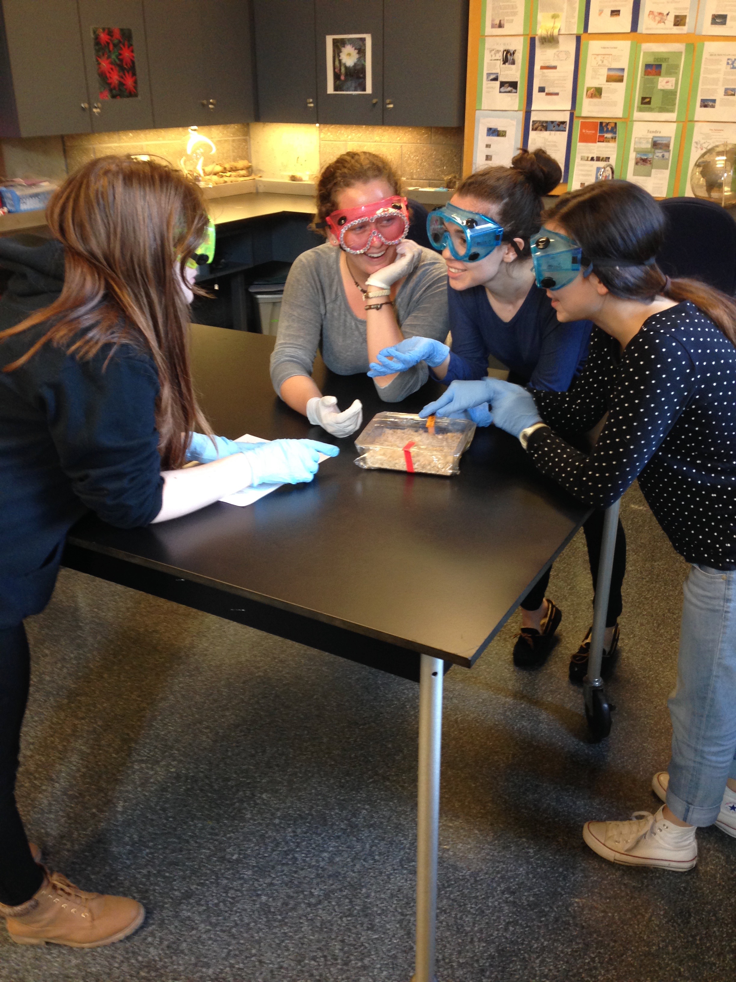 Students with growing GIY mushroom block.