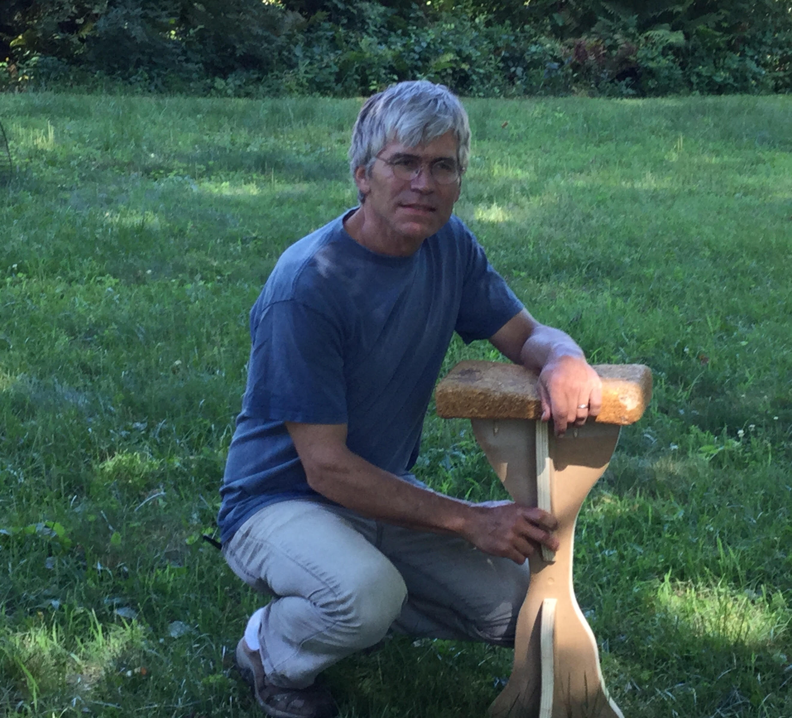 Tom Sippel next to his furniture